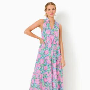 New with Tags Lilly Pulitzer Malone Maxi Dress in Frenchie Blue Turtley In Love